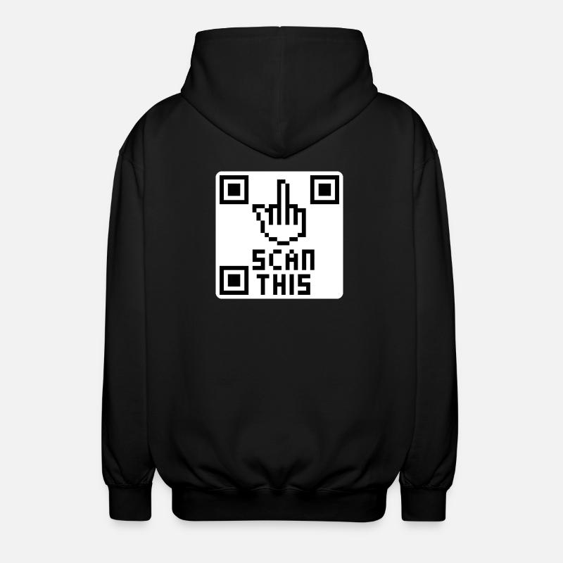 QRcode middle finger - Unisex Hooded Jacket - black