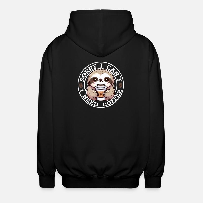 Paresseux Café Rond Mignon - Veste à capuche unisexe - noir