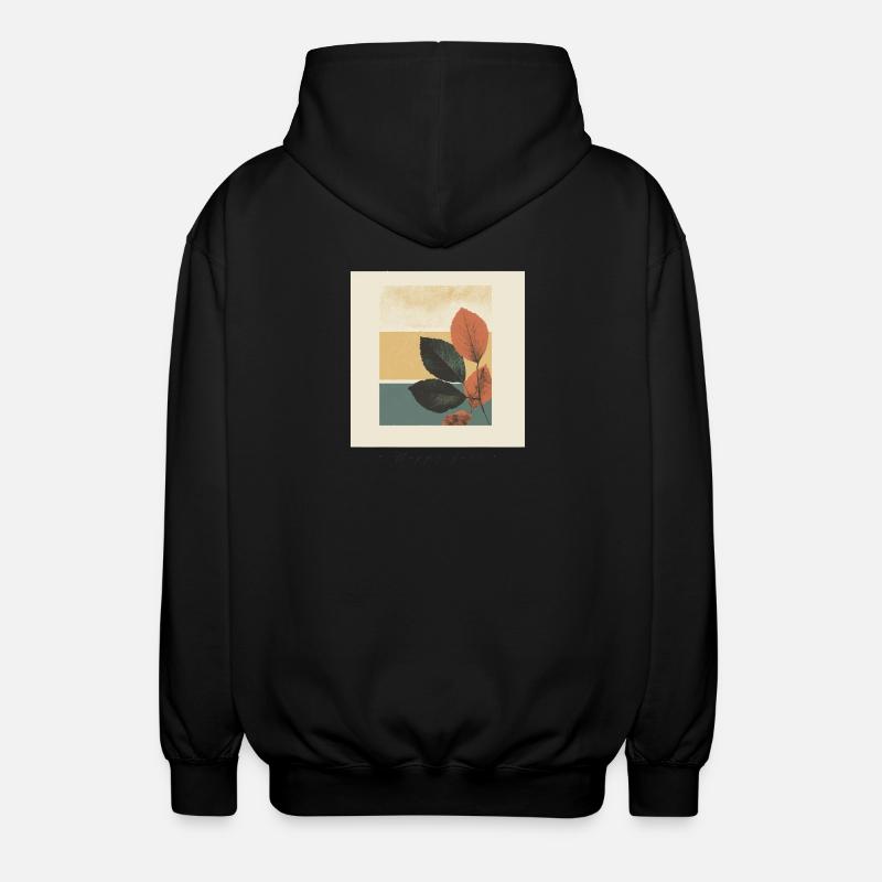 Herbst-Blatt-Block-Collage - Unisex Kapuzenjacke - Schwarz