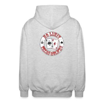 Cartes de poker No Limit – Texas Hold’em Design - Veste à capuche unisexe - gris clair chiné - Dos - AI Model Male 185 light (185cm)
