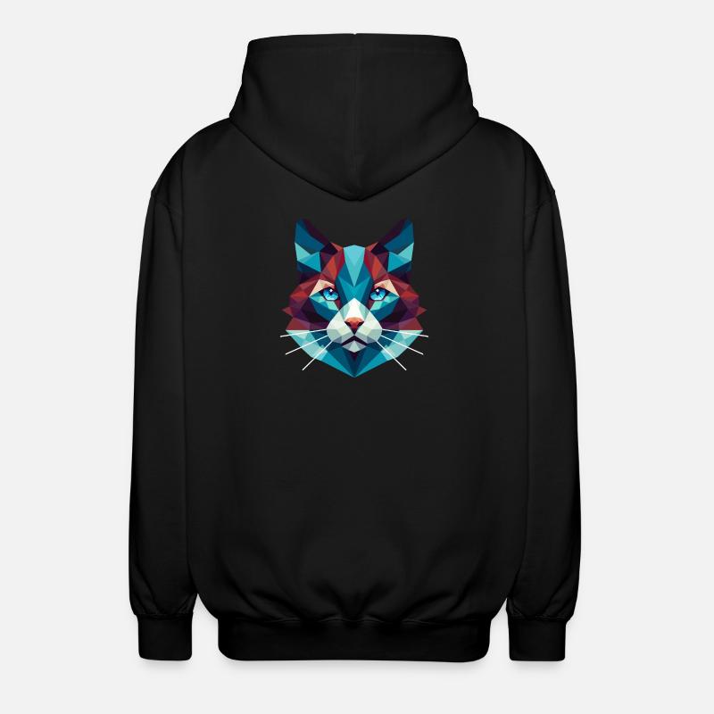 Cat Lowpoly - Unisex Kapuzenjacke - Schwarz
