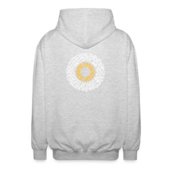 Typografische Vinyl-Schallplatte mit Hardcore-Musikstilen - Unisex Kapuzenjacke - Hellgrau meliert - Hinten - AI Model Male 185 light (185cm)