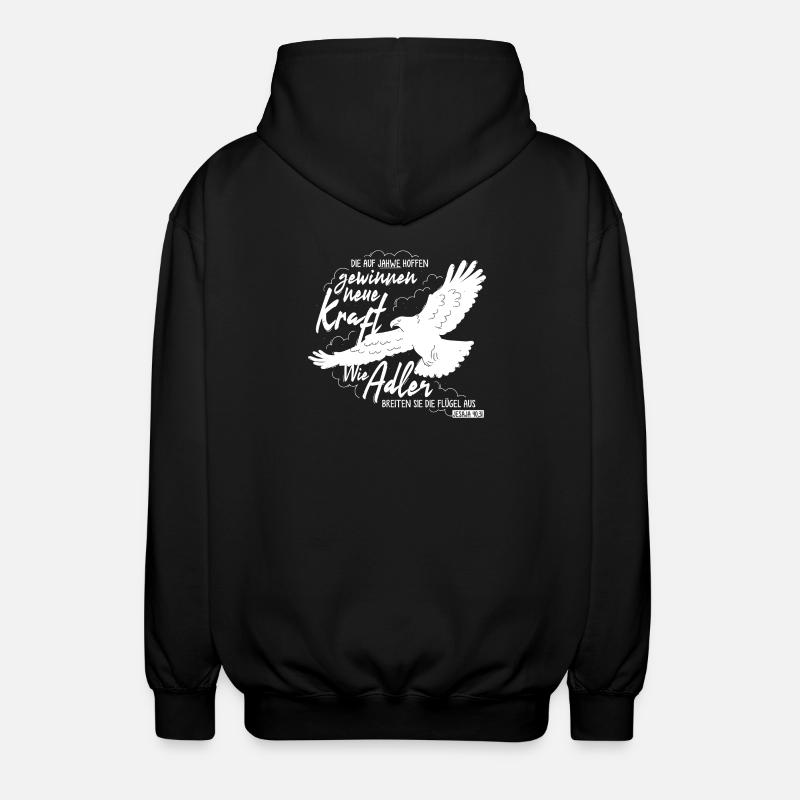 Isaiah 40:31 - Like Eagle Lettering - Unisex Hooded Jacket - black