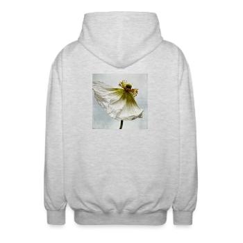 White Poppy - Unisex Kapuzenjacke - Hellgrau meliert - Hinten - AI Model Male 185 light (185cm)