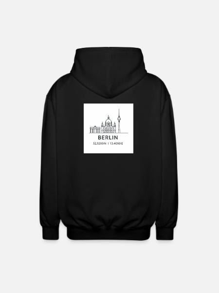Berlin Line Art Silhouette Landmark - Unisex Hooded Jacket - black
