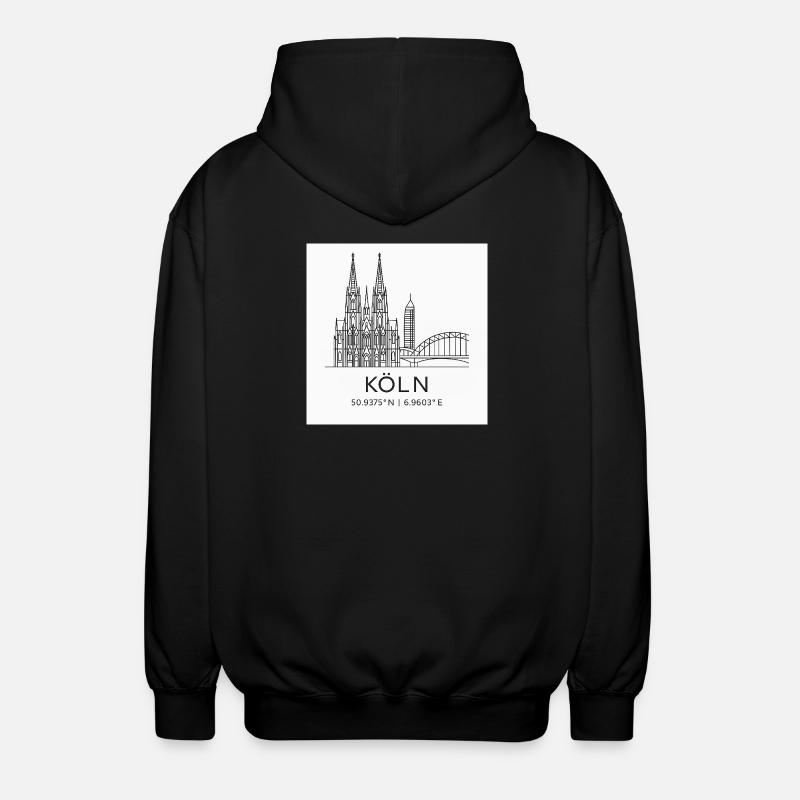 Cologne Line Art Silhouette Landmark - Unisex Hooded Jacket - black