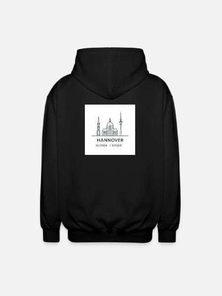 Hanover Line Art Silhouette Landmark - Unisex Hooded Jacket - black