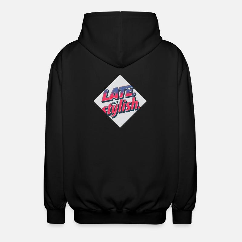 Late but chic – retro style - Unisex Hooded Jacket - black