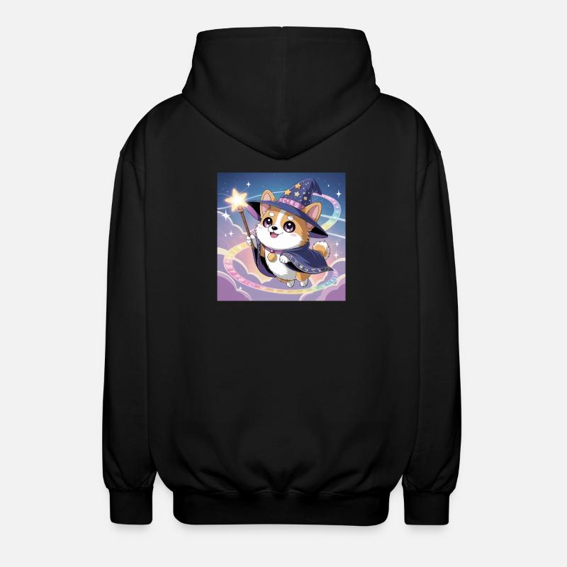 Mystischer Corgi - Unisex Kapuzenjacke - Schwarz