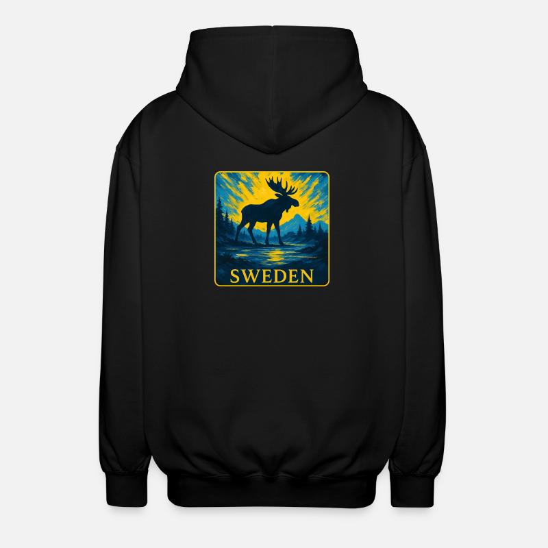 Suède Moose Silhouette Design - Veste à capuche unisexe - noir