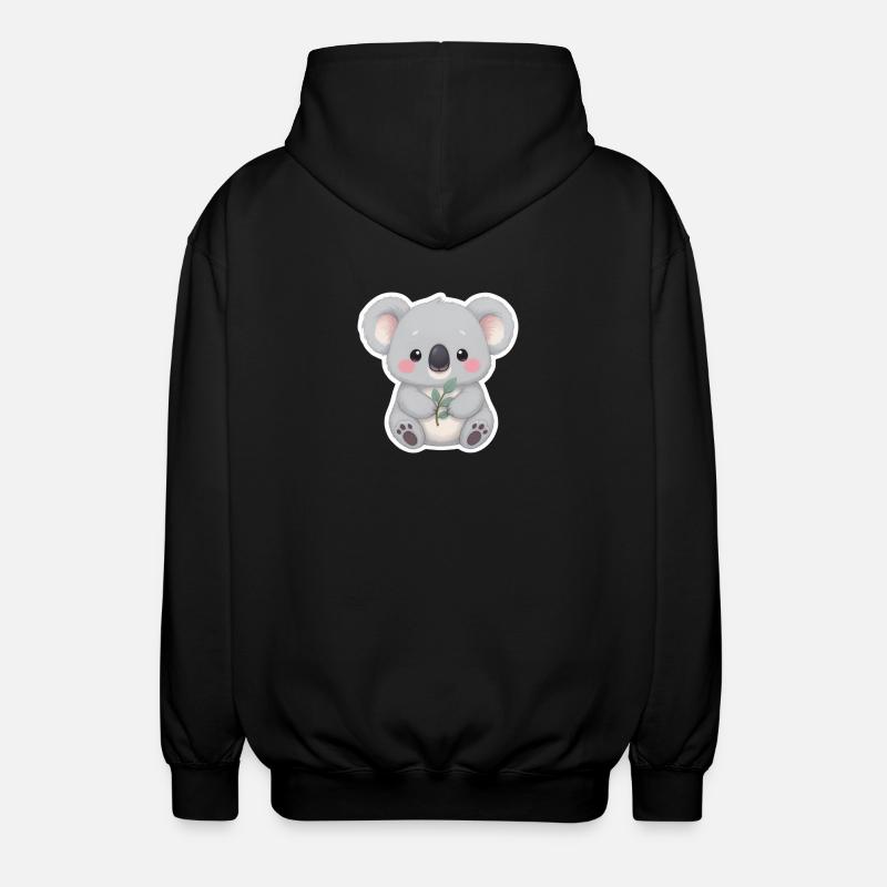Koala Cutie mit Leaf Embrace - Unisex Kapuzenjacke - Schwarz