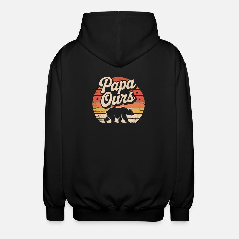 Papa Bear at sunset - Unisex Hooded Jacket - black