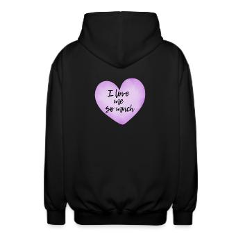 I love me so much - Selflove Statement  - Unisex Kapuzenjacke - Schwarz - Hinten - AI Model Male 185 light (185cm)