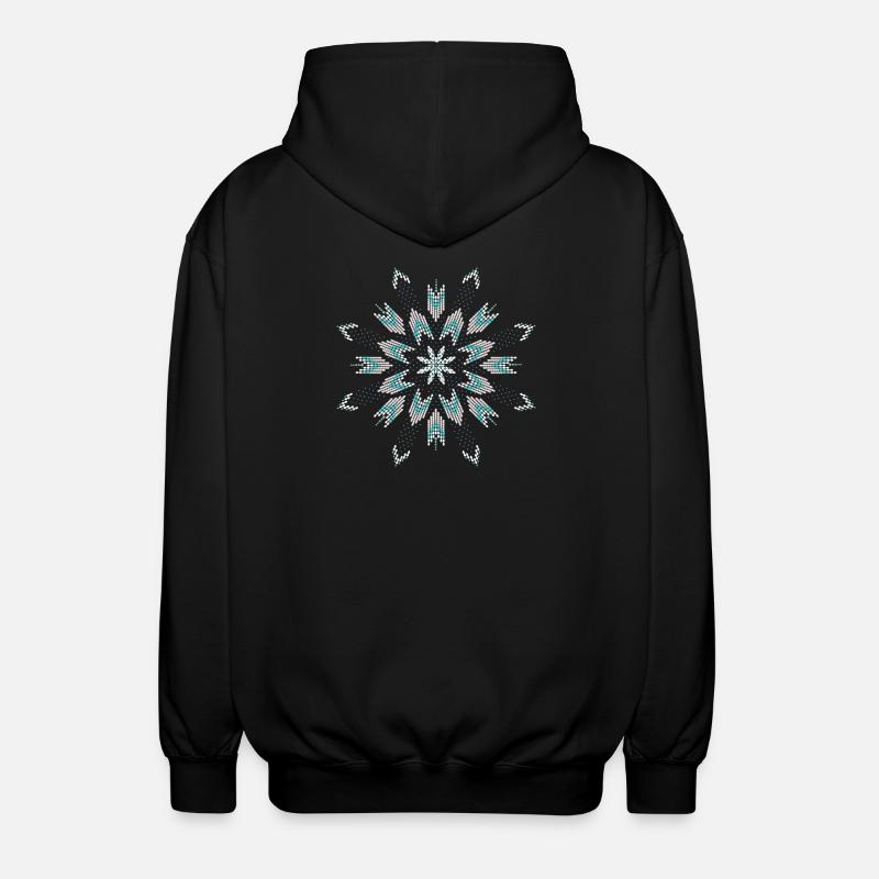 Ethno-Stern aus Türkis- und Silberperlen - Unisex Kapuzenjacke - Schwarz