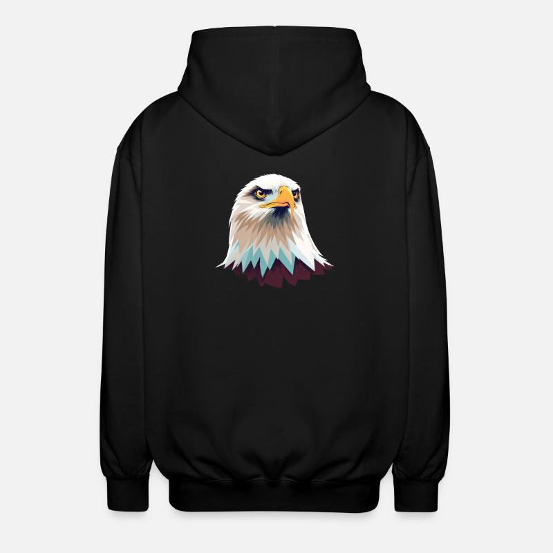 Illustration géométrique de tête d’aigle - Veste à capuche unisexe - noir