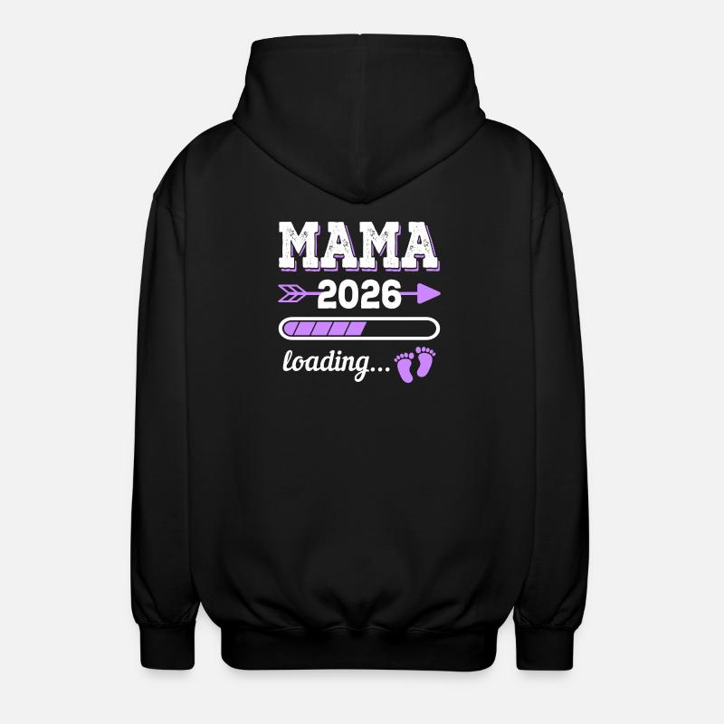 Mama 2026 Loading Schwangerschaft Geschenkidee - Unisex Kapuzenjacke - Schwarz