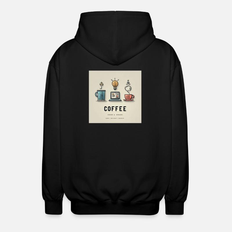 Coffee Code Design - Unisex Hooded Jacket - black