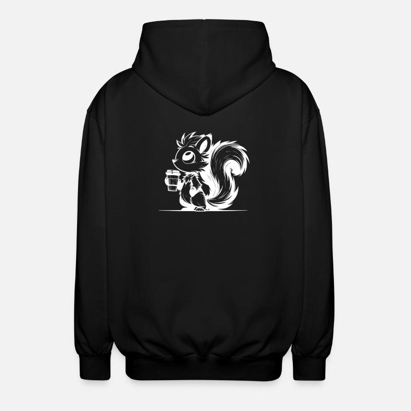 Eichhörnchen im Koffeinrausch - Bin schon wach - Unisex Kapuzenjacke - Schwarz