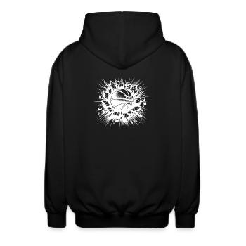 Basketball Wurf zerstört eine Wand - Unisex Kapuzenjacke - Schwarz - Hinten - AI Model Male 185 light (185cm)