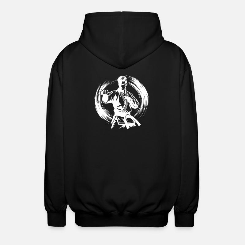 Dynamic Fighting Pose Perfect Karate Silhouette - Unisex Hooded Jacket - black