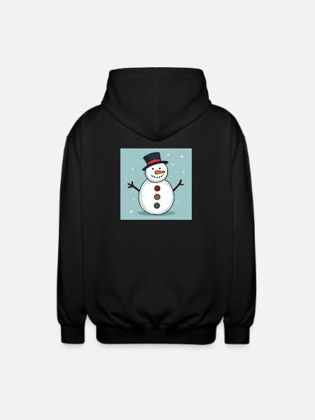 Bunter Schneemann mit Knöpfen - Unisex Kapuzenjacke - Schwarz