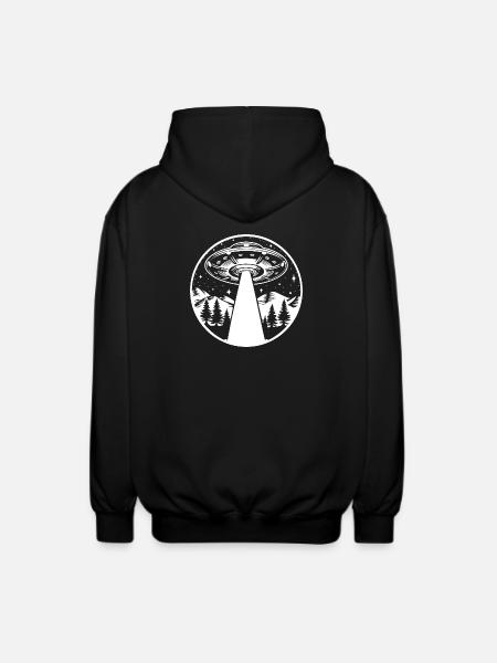 Spaceship UFO Retro Vintage Space Stars - Unisex Hooded Jacket - black