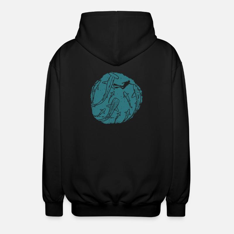 Deep Ocean Silhouette Circle - Unisex Hooded Jacket - black