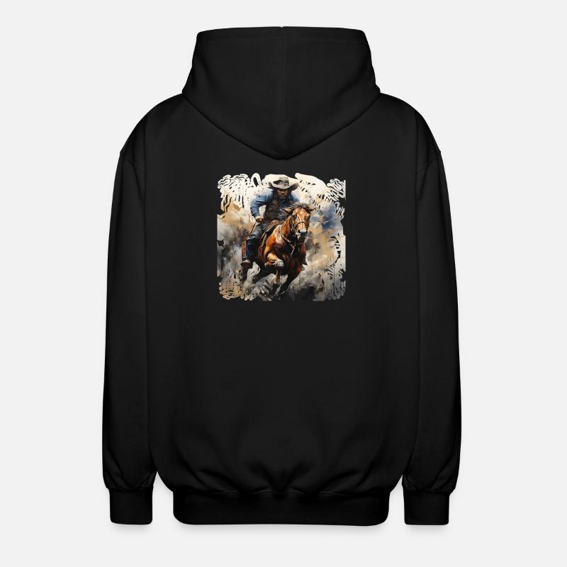 Wildwest Reiter Dynamik-Malstil - Unisex Kapuzenjacke - Schwarz