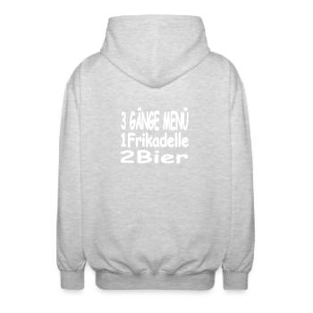 Beer - Unisex Hooded Jacket - light heather grey - Back - AI Model Male 185 light (185cm)