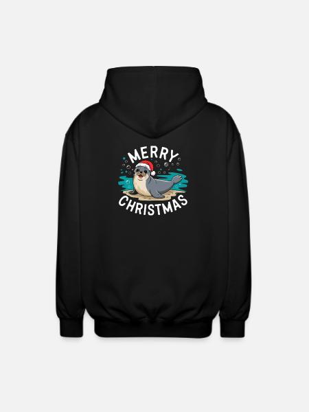 Joyeux Noël Mignon Phoque de Noël - Veste à capuche unisexe - noir
