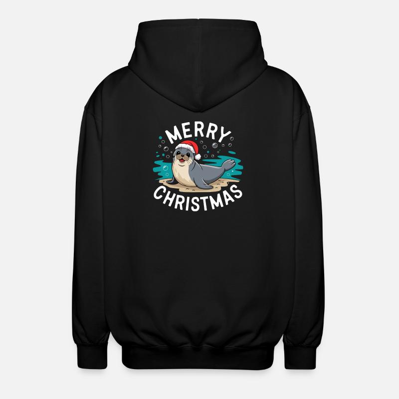Joyeux Noël Mignon Phoque de Noël - Veste à capuche unisexe - noir