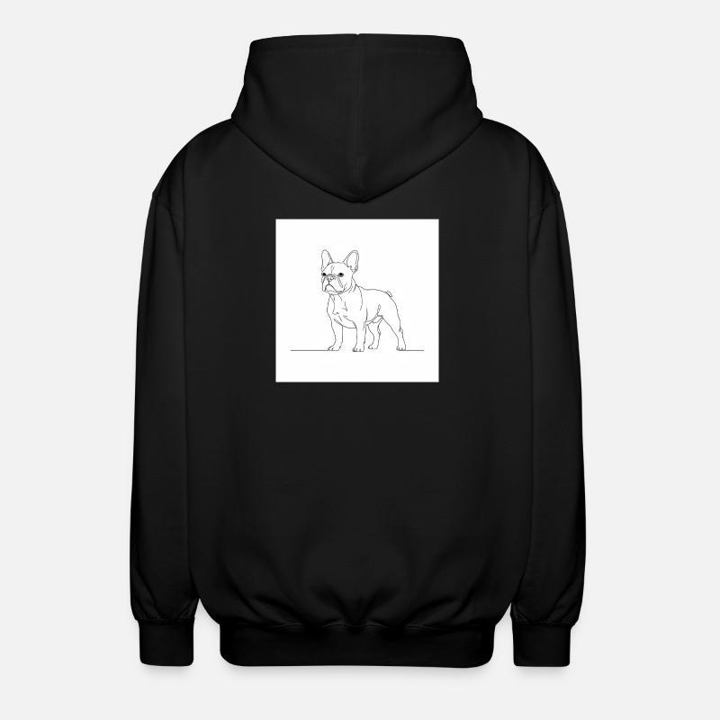 Art au trait du bouledogue français - Veste à capuche unisexe - noir