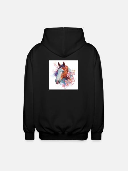 Aquarell Pferdeblüte - Unisex Kapuzenjacke - Schwarz