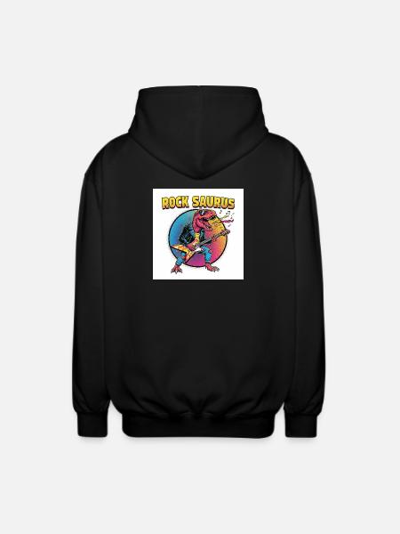 Rock Saurus Guitar Hero - Unisex Hooded Jacket - black