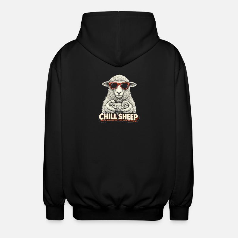 Chill Sheep Gaming Graphics - Unisex Hooded Jacket - black