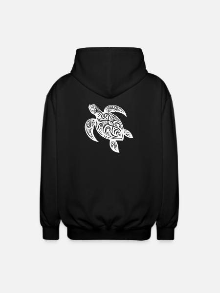Tribal Turtle Mystical Nature and Geometry - Unisex Hooded Jacket - black