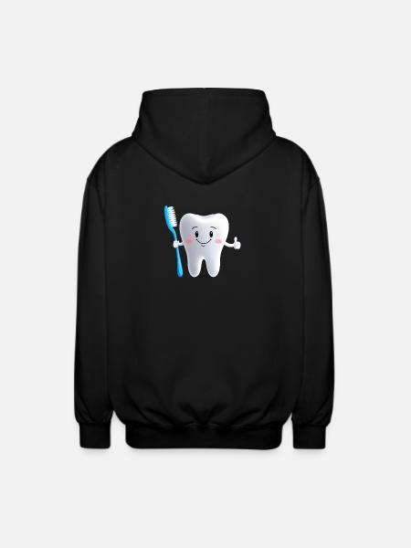 Smiling tooth with toothbrush - Unisex Hooded Jacket - black