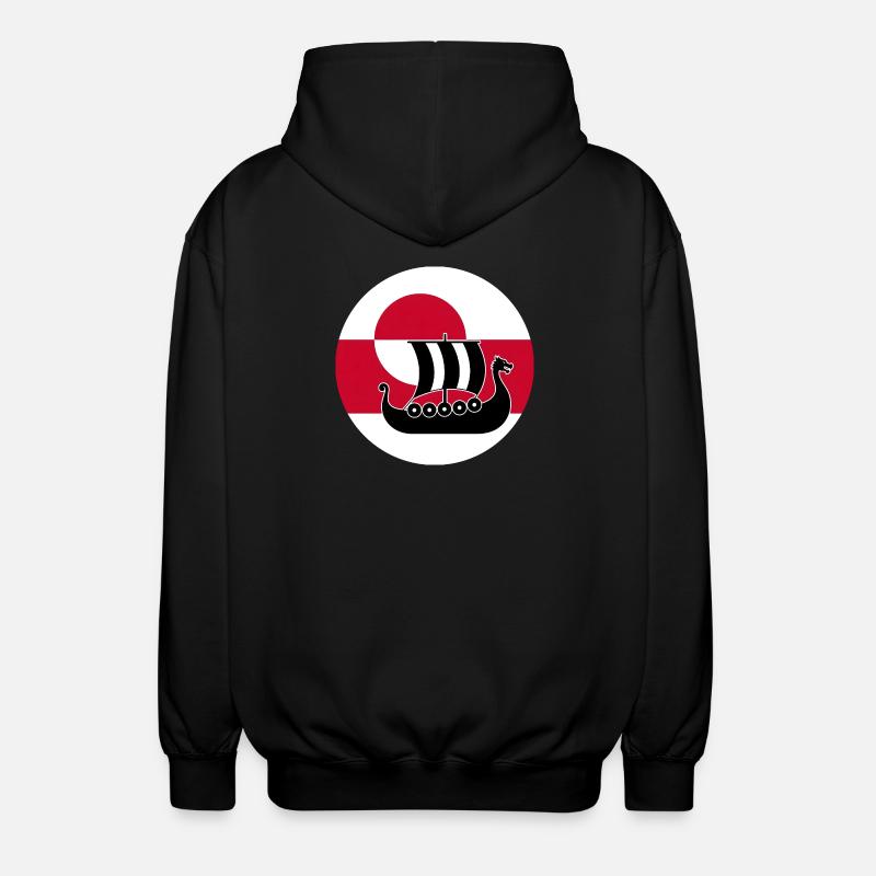 Greenland Flag Longship Design - Unisex Hooded Jacket - black