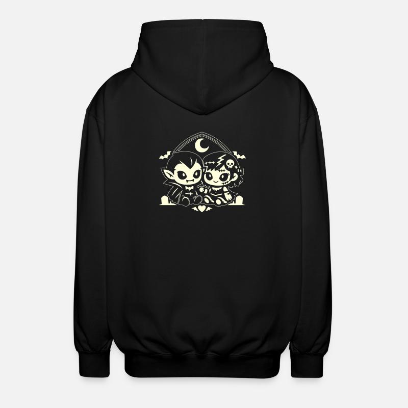 Nocturnal adorable vampire duo - Unisex Hooded Jacket - black