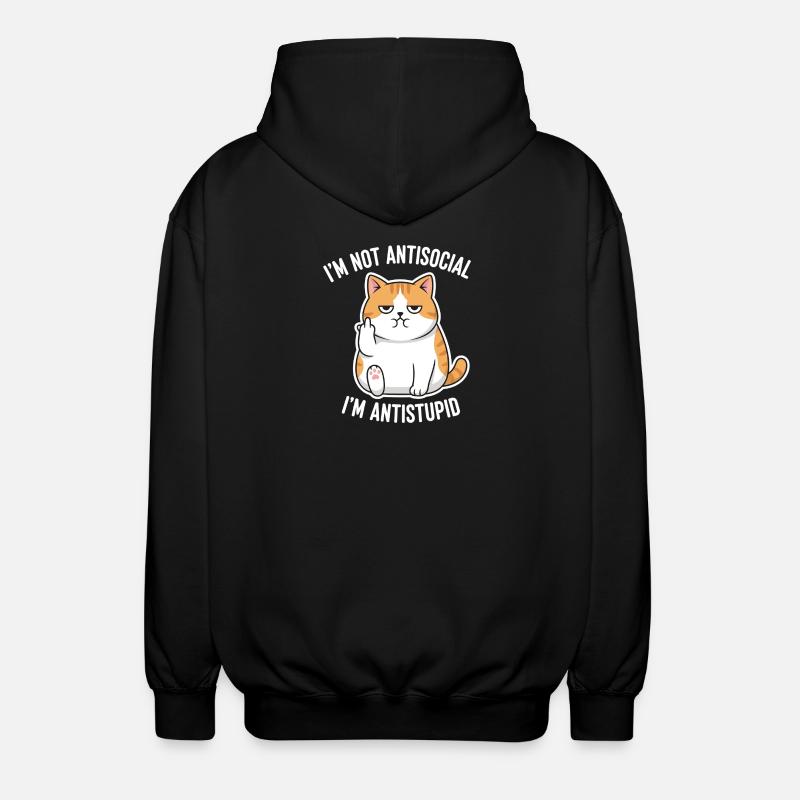 Mürrische Katze Antistupid - Unisex Kapuzenjacke - Schwarz