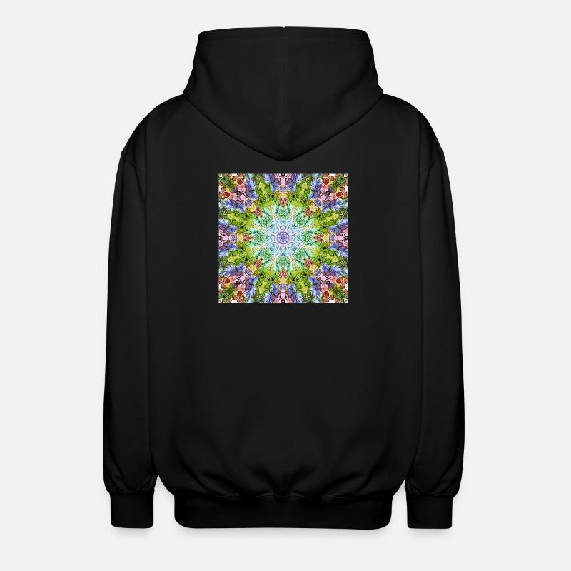 Mandala de Fleurs Kaléidoscope - Veste à capuche unisexe - noir
