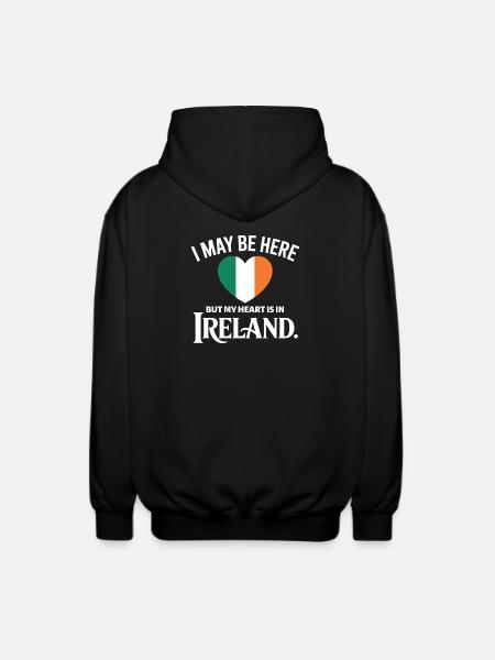 Ireland Heartbeat Design - Unisex Hooded Jacket - black