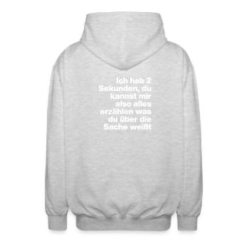 2 SECONDS, ARE YOU STUPID? SARCASM, NAUGHTY - Unisex Hooded Jacket - light heather grey - Back - AI Model Male 185 light (185cm)