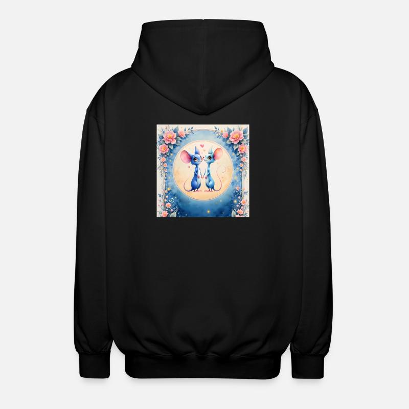 Blaue Mäuse verliebt - Unisex Kapuzenjacke - Schwarz