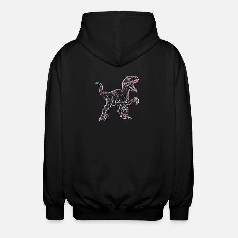 Neon Dinosaur 3D Skeleton - Unisex Hooded Jacket - black