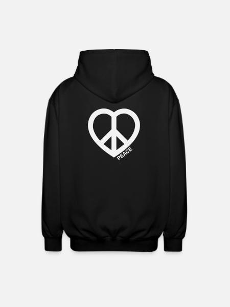 Heart Peace Symbol - Unisex Hooded Jacket - black