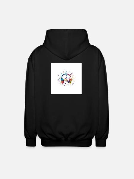 Bunte Kopfhörer Musikdesign - Unisex Kapuzenjacke - Schwarz