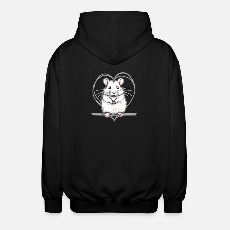 Hamster mit Herz - Unisex Kapuzenjacke - Schwarz