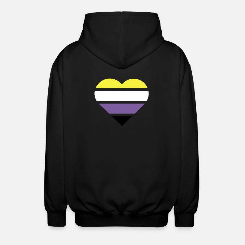 Pride Flag Heart · Nonbinary - Unisex Kapuzenjacke - Schwarz