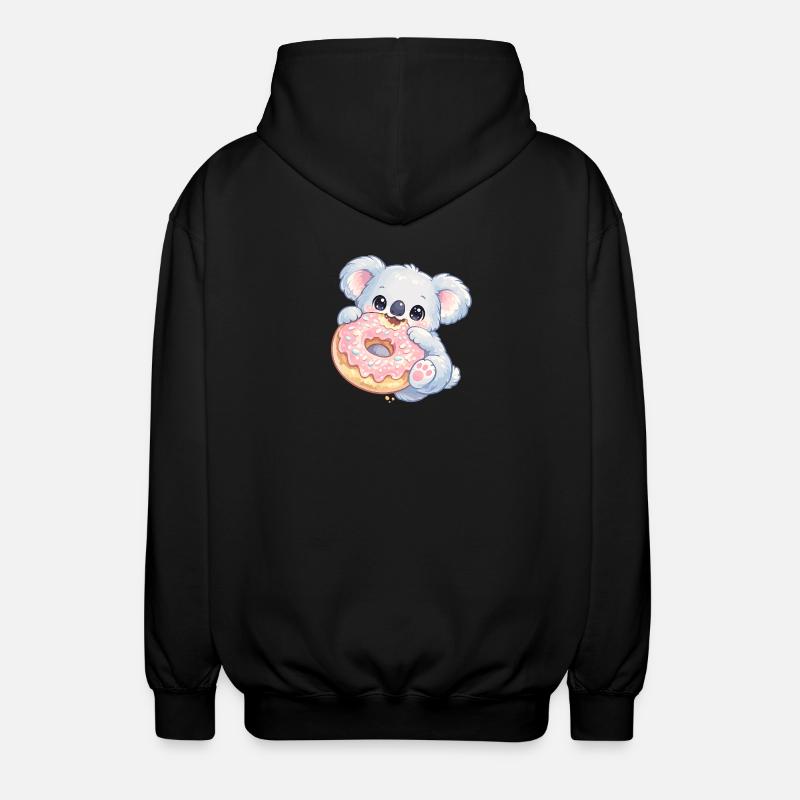 Koala câlin avec un donut - Veste à capuche unisexe - noir
